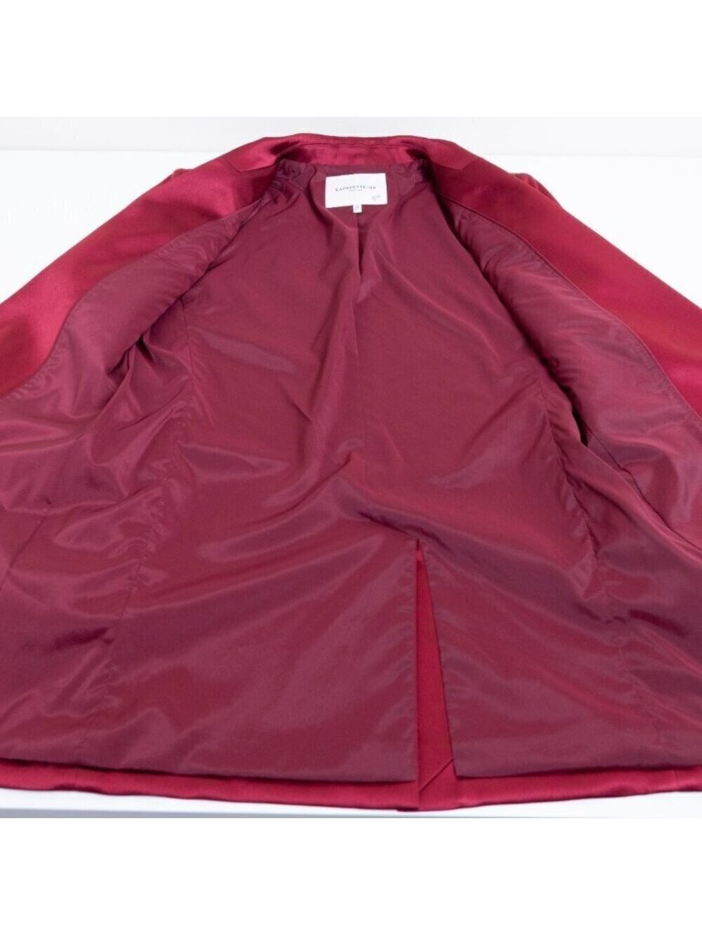 Lafayette 148 New York Red Satin Button Blazer Jacket Whitney Structured XS - Picture 13 of 15